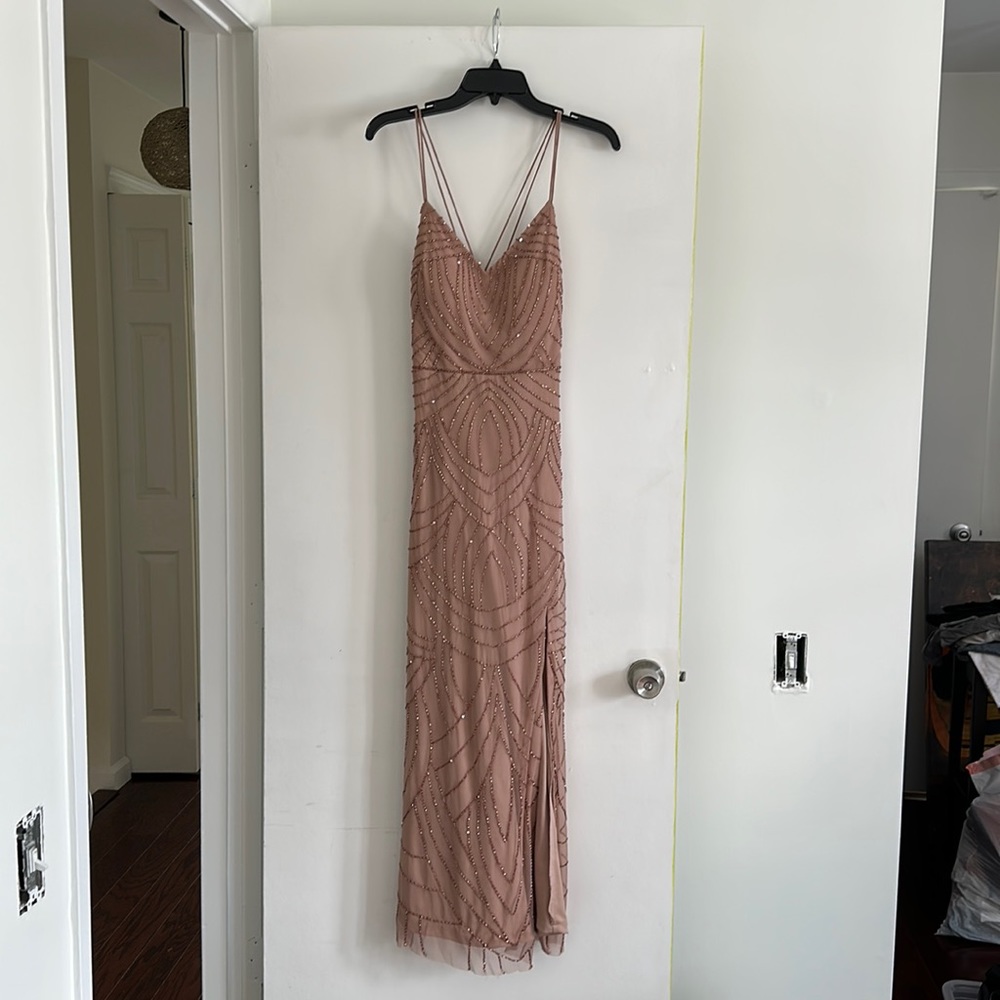 Adriana Papell bridesmaid dress in dusty rose